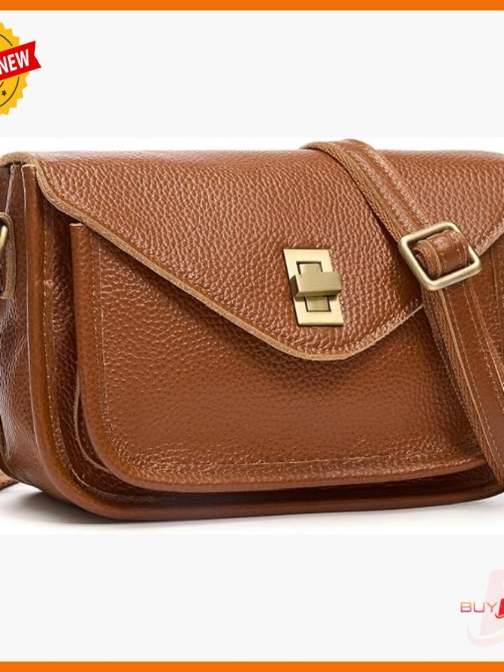 Genuine Leather Crossbody Bag with Multi-Pockets, Adjustable Strap, Satchel